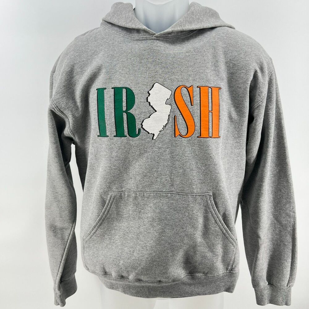 Irish New Jersey Hoodie Medium St Patrick’s Day Parade Gray Jerzees i represent